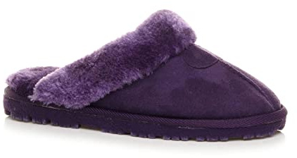 AJVANI flat low heel winter faux fur lined mules slippers size 5 38