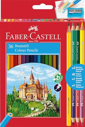 Faber-Castell 110336 - Buntstifte Set Classic Colour, 41-teilig, inkl. Spitzer und Bleistift, für Kinder und Erwachsene