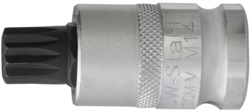 SW-Stahl 05307L Vielzahn Einsatz 1/2 Zoll - M16 x 53 mm Steckschlüssel | Chrom-Vanadium-Stahl - Innenvielzahn Steckschlüsseleinsatz - 12,5 mm Antrieb - Premium Werkzeug Qualität in Silber