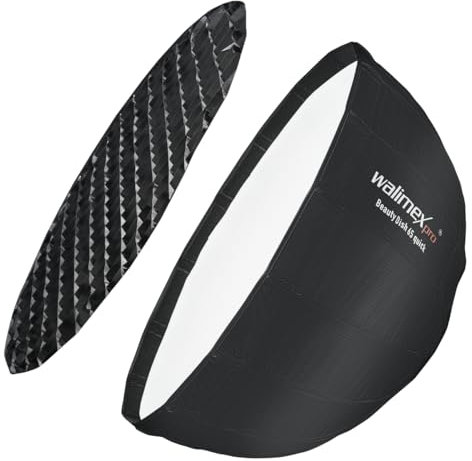 Walimex pro Studio Line Beauty Dish Softbox QA65 - Beauty Dish Light Shaper, 65 cm Diameter, 35 cm Deep, Foldable, with Grid, Indoor and Outdoor Diffuser, for Speedlite Flash Studio Flash