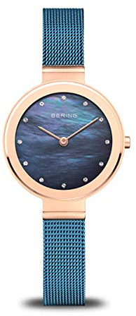 BERING Damen Analog Quarz Classic Collection Armbanduhr mit Edelstahl Armband und Saphirglas