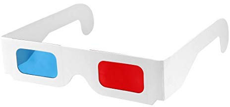 N/A Gläser aus Karton, rot/blau, Rahmen weiß, Brille aus Papier, 3D, Anaglyph, für Format Rot und Blau, 5 Stück
