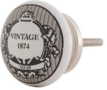Knober Vintage Möbelknöpfe Keramik Porzellan Vintage Landhausstil Shabby-Chic 40mm Knauf Türgriff (Badge - Vin05)