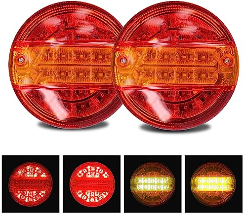 Krtopo 2x 20 LED Luces Traseras 12 / 24V Lámpara Indicadora de Frenos | IP65 Luces de Parada a Prueba de Agua para Camiones Van Remolques Caravana RV Etc