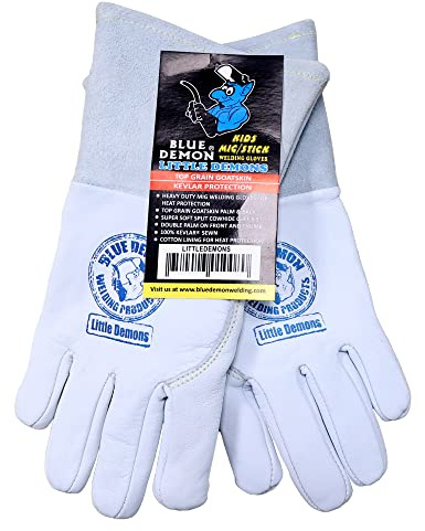 Blue Demon Little Demons kids welding gloves, 3X-Small White