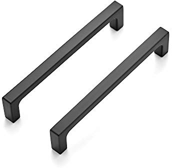 Ravinte 30 Pack Solid 5 Inch Kitchen Square Cabinet Handles Matte Black Pulls Drawer Pulls Kitchen Cabinet Hardware Flat Black Handles