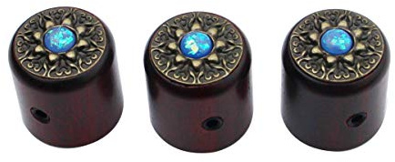 guyker 3Pcs Red Sandalwood Potentiometer Control Knobs Dia. 6mm (0.24) Shaft Pots - Rotary Volume Tone Knob Replacement Part for Electric Guitar or Precision Bass - CNC Machined, WK002