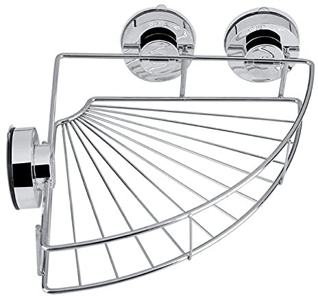 HERCHR Carrito de ducha de esquina, estante de ducha de esquina con ventosa para baño de cocina, 21 x 21 x 5 cm