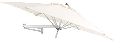 EASYSOL Parasol Mural Déporté Extérieur - Ronde 250cm Hexagonal - Pour Terrasse, Balcon et Jardin - avec Support Mural - Télescopique et Inclinable - Aluminium et Polyester - Naturel/Ecru