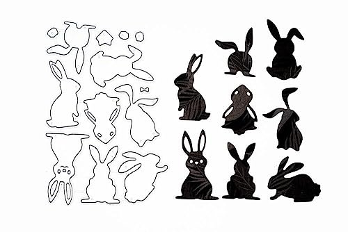 Stanzenshop Stanzschablone Osterhasen Set mit acht Hasen, Ostern Stanzen, Stanzformen, Schablonen, Scrapbooking, Kartenherstellung, DIY, Prägeschablonen