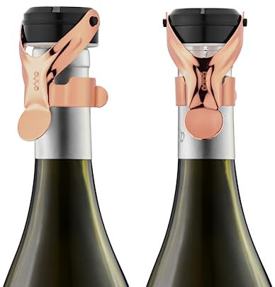 2 Stück OWO Weinverschluss & Sekverschluss 2 in 1 Flaschenverschluss Weinflaschenverschluss & Sektflaschenverschluß Edelstahl für Wien Schaumweine Champagner mit Silikon (Rosa)