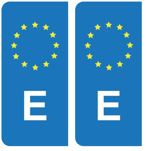 HADEXIA Aufkleber für Nummernschild, E, Spanien, EU, Blau