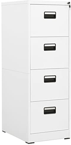 MOONAIRY Armario de Oficina, Mueble Archivador con Cajonera, de Acero Blanco 46x62x133 cm