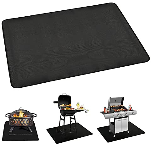 Feuerschale Matte Feuerstelle Unterlage 3 Schicht Große Schwarz Rechteck Feuerstellenmatte Grillmatte Hitzebeständige Matte Schutzfür Grill, Gras, Terrasse Faltbar und Tragbar - Größe 35 * 34CM