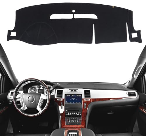 KEYOOG Dashboard Cover Dash Mat Fit for Ca-dillac Escalade 2014-2007 (Without HUD and Center Speaker Models),Car Dash Board Mat Anti-Glare Carpet,Non-Slip Pad Sunshield Protector (Black)
