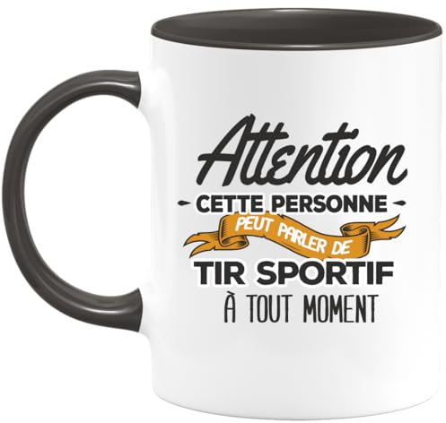 quotedazur Café-Croissant - Mug Personnalisable Texte Photo Tasse Cadeau Noël Cette Personne Peut Parler De Tir Sportif À Tout Moment - Noir/Céramique