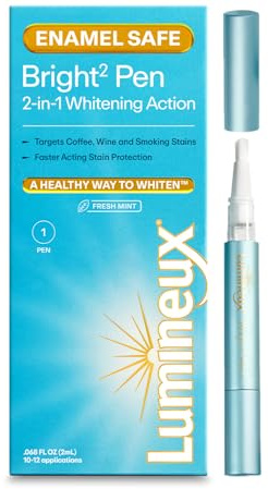 Lumineux 2-in-1 Whitening Pen Enamel Safe and Clinically Proven to Whiten Without The Sensitivity - Removes Coffee, Tea, and Smoking Stains