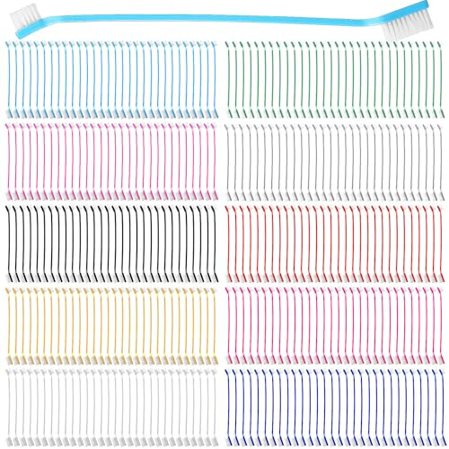 Eaasty 300 Pcs Dog Toothbrush Bulk Dual Headed Dental Brushes Puppy Tooth Brushing Kit Long Handle Toothbrush for Large Small Dogs Cats Puppy Teeth Cleaning Oral Dental Care Supplies 10 Colors