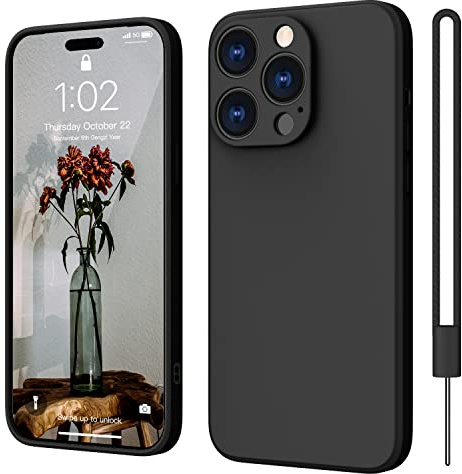 ElestBela für iPhone 14 Pro Hülle, Handyhülle für iPhone 14 Pro Ultra Dünn Slim mit Microfiber, Kratzfeste Schutzhülle Hülle Matt Schwarz