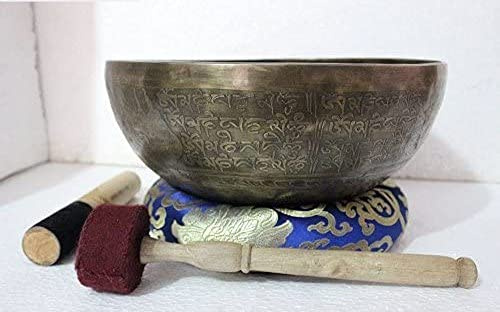 30,5 cm Om Mane Padme Hum Mantra geschnitzte Klangschale für Meditation, Heilung und Musiktherapie – tibetische handgefertigte Schalen aus Nepal