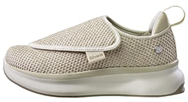 Silverts Women's Extra Wide Comfort Shoes Adjustable Easy Closure Diabetic Adaptive Walking Shoes for Swollen Feet - Oyster 8.5