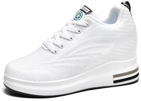 AONEGOLD Dam mode sport sport sko andas hög vår/sommar klack sneakers 8,5 cm, Vit 2301, 40 EU
