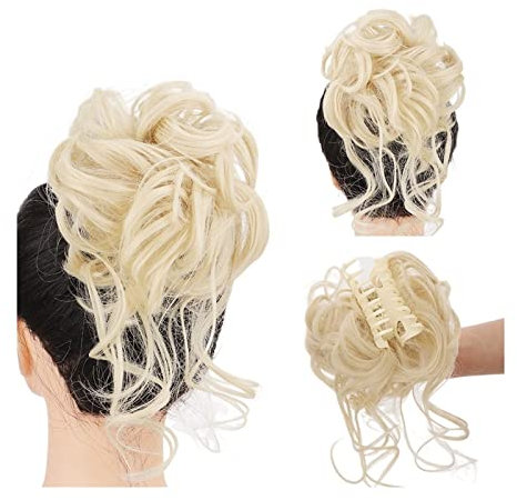 Haarteil Mit Gummiband Erweiterung Messy Claw Clip Chignon Haarknoten Lockige Perücke Synthetische lockige gewellte Dutt Haarklammer in Dutt Messy Chignons Haarverlängerungen for Frauen Unordentliches