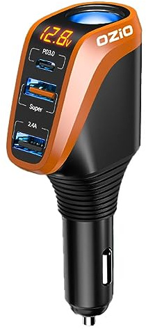 JINGAN Adattatore per caricabatteria da Auto USB C | Caricabatterie rapido con sdoppiatore per Presa accendisigari con 3 Porte USB | Splitter Presa 12V/24V e Caricatore USB, caricabatteria per Auto