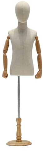 Mannequin-Torso Ausgestattet mit Einem Haltungsverstellbaren Roboterarm, Verdicktes und Stabiles Holzchassis, Schneiderpuppe Verstellbar Anwendbar Kleiderständer, Boutique, Bekleidungsgeschäft ( Size