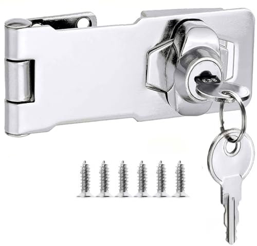 ZiYuya Door Bolt Latch Hasp Lock with Keys Different, Twist Knob Keyed Locking Padlock Shed Gate Latch Door Bolt Hasp Staple Locks for Drawer Cupboard Cabinet Furniture Mailbox Closet 3 Inch