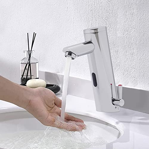 Infrarot Wasserhahn Bad, Waschtischarmatur mit Sensor Automatische Berührungslose Waschtischarmaturen Mischbatterie Einhebelmischer Handwaschbecken für Küchen, Bäder, Hotels, Gästehäuser