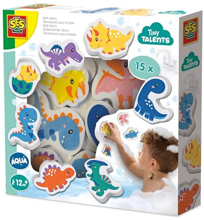 SES Creative Badewannen - Dinos | Badespielzeug Baby | Dinosaurier spielzeug | Made in Holland | Diverse Farben | Für Kinder ab 1 Jahr | 13214