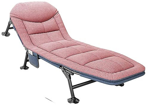 Ogimeka Feldbett Klappbar, Campingliege Klappbar mit Matratze & Seitentasche, 5-Fach Verstellbar Gartenliege, Campingbett, Karpfenliege, Liegestuhl für Camping Reisen Strand und Garten (Rosa)