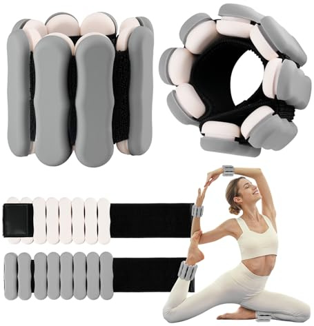 2 PCS Handgelenkgewichte Knöchelgewichte Set (je 0,75 kg), Gewichtsmanschetten für Fuß Hand, Gewichte für Beine und Arme, Fußgewichte und Fußgelenkgewichte für Joggen Yoga Pilates Aerobic, Grau