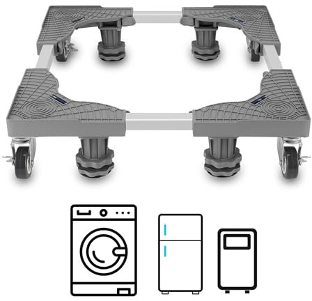 MEKOTRIN Base de Soporte para Lavadora con Ruedas, Plataforma de Lavandería Universal Resistente Ajustable Portátil con Capacidad para 100KG