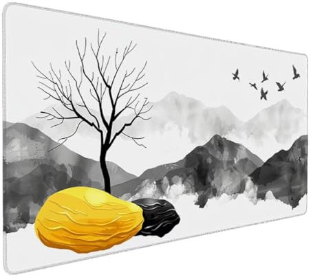 Gaming Tapis de Souris XXL 900x400 Extra Large Tapis Souris, d'ordinateur Pad Tapis de Bureau Surface Lisse et Base en Caoutchouc Anti-dérapant Soft Cloth Tapis de Souris XXL (Gris, Montagne) 1-H