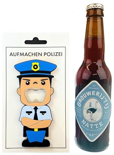 Aufmachen Polizei Flaschenöffner – Bieröffner – Für Männer, Polizisten | Lustiges Geschenk Kapselheber Spruch Polizeifan Grillzubehör Bar Biergeschenk lustig witzig Öffner Bier Mann