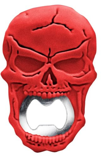 VB VIN BOUQUET FID 1429 Abrebotellas con Forma de Calavera en Rojo – Diseño Original y Resistente para Cervezas y Refrescos