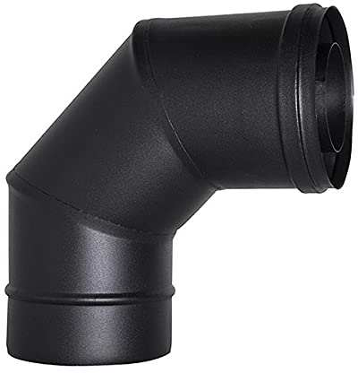 Coude 90 pour cheminée tubulaire coaxiale D. 80/125 noir CE en acier 316 pour poêle à pellets Fabriqué en Italie UNI 1856/2