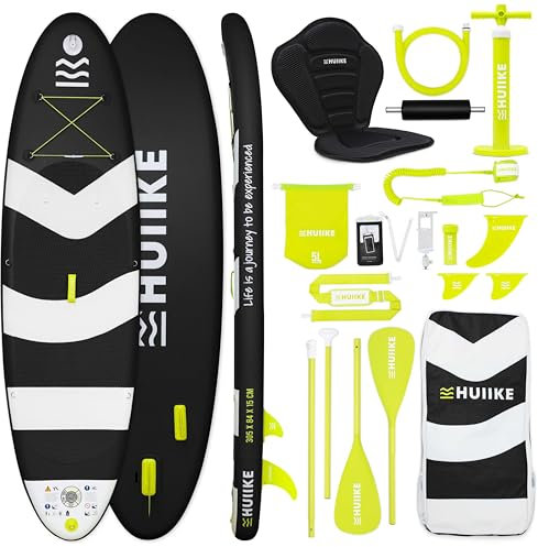 HUIIKE Stand Up Paddling Board mit Zubehör, Paddel, Finnen, Pumpe. Paddle Sup Board Aufblasbar Hohe Stabilität und Widerstandsfähigkeit. 305 x 84 x 15 cm, Belastbar bis 130 kg