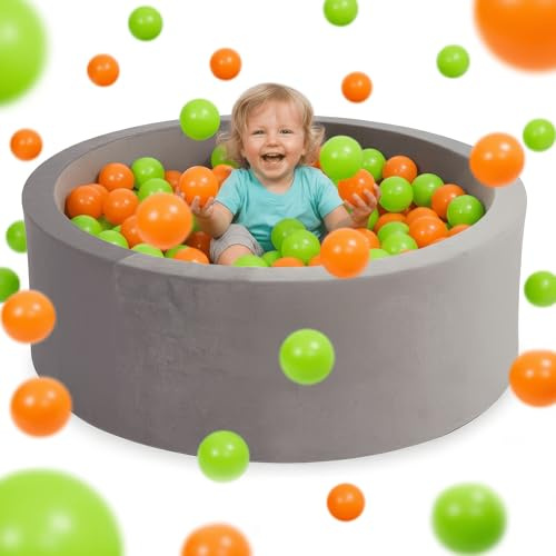 Mimii Piscine à Balles pour Bébé 130x40 cm en Mousse - Ronde Piscine pour Enfants, Garçons, Filles et Bébés, Jouet Doux et sécurisé - Couleur Lilas, sans Balles
