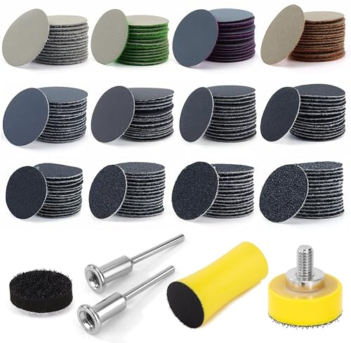Heveer Sandpapper slipskivor 25 mm våta torra slipdynor runt sandpapper slipverktyg för trä metall 185 stycken