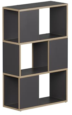 Vicco Raumteiler Eneos, Anthrazit/Eiche, 60 x 94 cm | als freistehendes Regal zur flexiblen Raumaufteilung einsetzbar