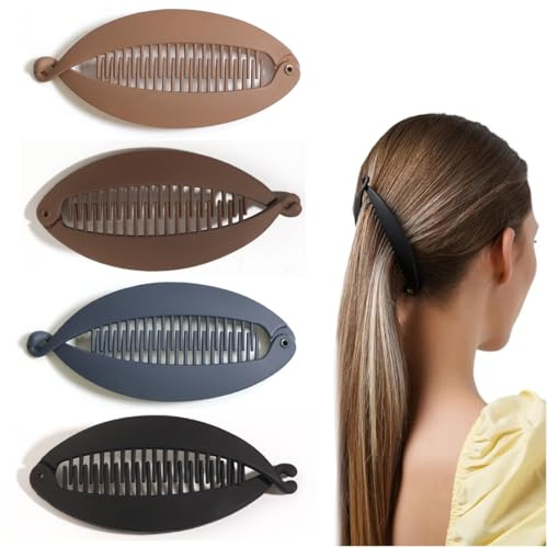 4 Piezas Banana Clip Pelo Forma De Pez Resina Pinzas Para El Cabello Abrazadera Mujeres Accesorios Pinzas Para El Pelo De Cola De Caballo Para Mujeres Y Niñas Cabello Grueso Y Rizado