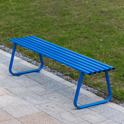 Robuste Gartenbank aus Metall, wetterfest, 400 kg Kapazität, stilvolle blaue Farbe, perfekt für Veranda, Balkon und Terrasse, 120 cm