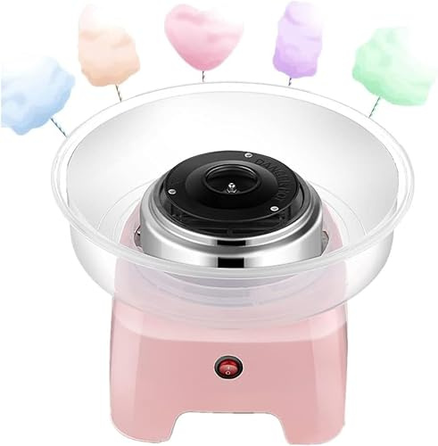Cotton Candy Machine, 500W Candy Floss Machine with 298MM Large Pallet and Splash Prevention Bowl, Candy Floss Maker, Washable for Gatherings Family Party Birthday Pink