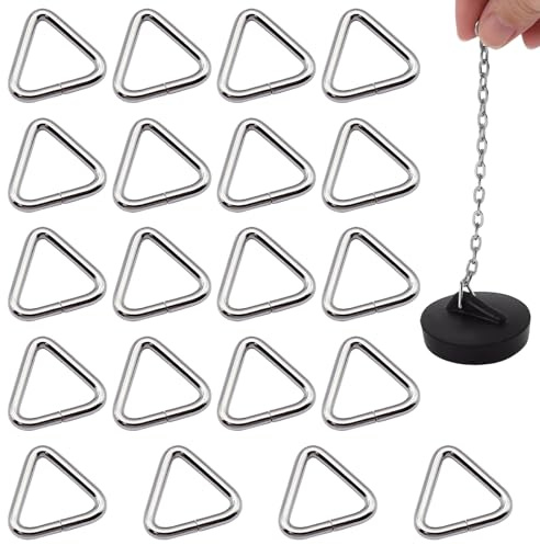 20 Pcs HYMC Sink Stopper Triangle Buckle Drain Plug Chain Triangles Hook for Bathtub Kitchen Sink Bathroom Wash Basins Drain Stopper Chain Triangles Buckle