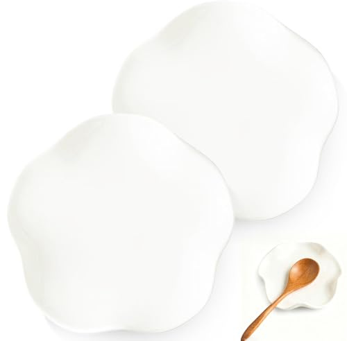 Lot de 2 repose-cuillères en céramique - Résistants à la chaleur - Blanc - Passe au lave-vaisselle - Grand porte-cuillère de 13 cm - Pour cuillère de cuisine, cuillère à café ou pince
