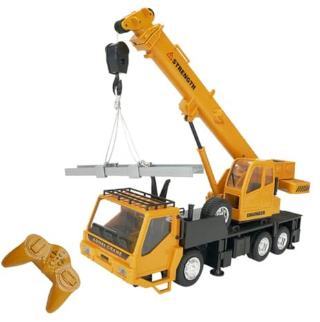 ERINGOGO Coche Teledirigido Vehículo Ingeniería con Control Remoto Rotación Mesa Grúa Juguete Educativo para Casa Color Naranja