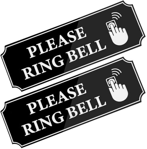 Mabor 2Pcs Please Ring Bell Sign Sticker, Large Self-Adhesive Waterproof Ring Bell Sign for Home Business Offices Doorbell